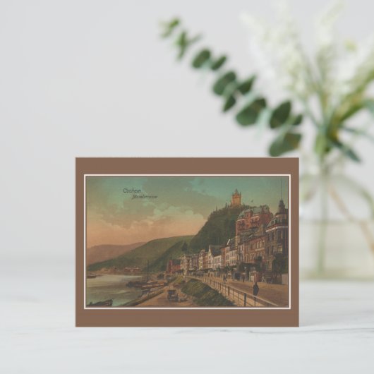 Vintage Cochem Duitsland Moselle Promenade Briefkaart (Staand voorkant)
