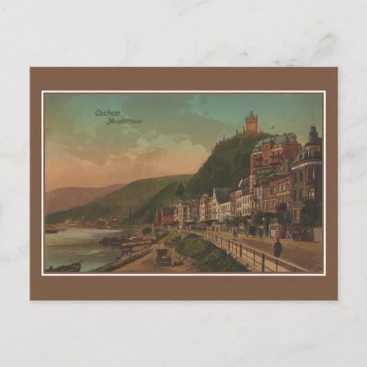 Vintage Cochem Duitsland Moselle Promenade Briefkaart (Voorkant)