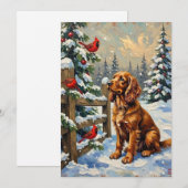 Vintage Cocker Spaniel and Cardinals Christmas Feestdagenkaart (Voorkant / Achterkant)