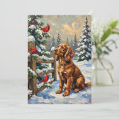 Vintage Cocker Spaniel and Cardinals Christmas Feestdagenkaart (Staand voorkant)