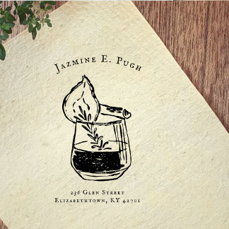 Vintage Cocktail Illustration | Return Address Rubberstempel