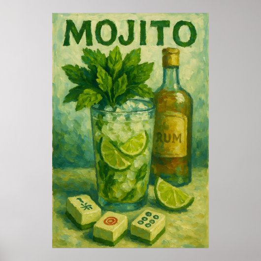 Vintage Cocktail Mahjong Retro Poster (Voorkant)
