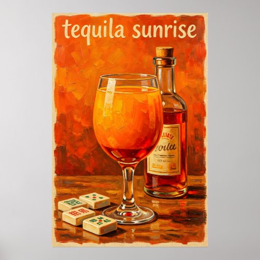 Vintage Cocktail Mahjong Retro Poster (Voorkant)