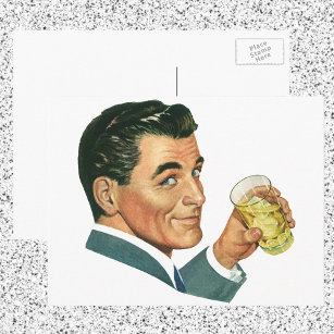 Vintage Cocktails Beverages, Man Drink Drinken Briefkaart