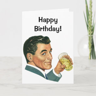 Vintage Cocktails Beverages, Man Drink Drinken Kaart