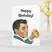 Vintage Cocktails Beverages, Man Drink Drinken Kaart (Gele Bloem)