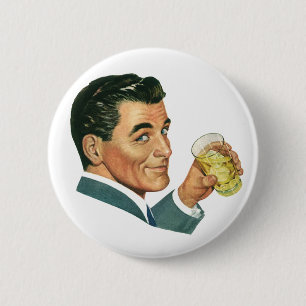 Vintage Cocktails Beverages, Man Drink Drinken Ronde Button 5,7 Cm