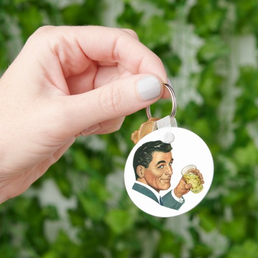 Vintage Cocktails Beverages, Man Drink Drinken Sleutelhanger (Hand)