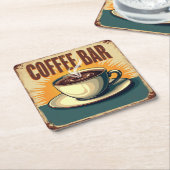 Vintage Coffee Bar Retro Sign  Kartonnen Onderzetters (Schuin)