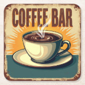 Vintage Coffee Bar Retro Sign  Kartonnen Onderzetters (Voorkant)