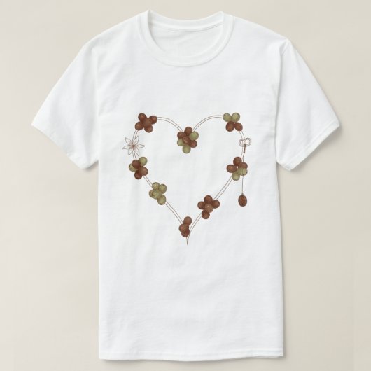 Vintage Coffee Bean Heart Love Key T-shirt (Design voorkant)