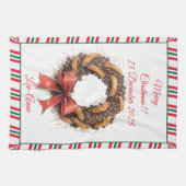 Vintage Coffee Beans & Biscuits wreath Theedoek (Horizontaal)