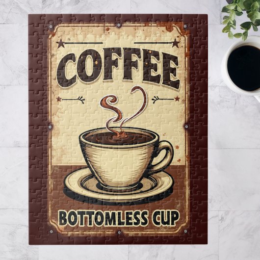 Vintage Coffee Bottomless Cup Sign  Legpuzzel