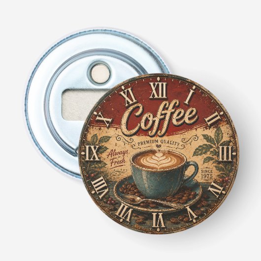 Vintage Coffee Button Flesopener (Voorkant)