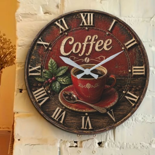Vintage Coffee Cup Grote Klok
