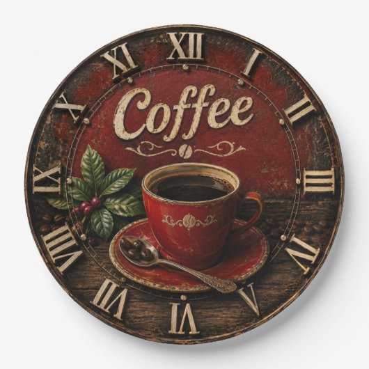 Vintage Coffee Cup Papieren Bordje (Voorkant)