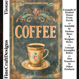 Vintage Coffee & Floral Cup Sign DP6 Decoupage Tissuepapier