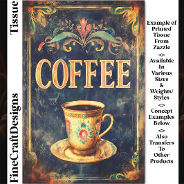 Vintage Coffee & Floral Cup Sign DP6F Decoupage Tissuepapier