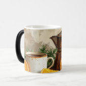 Vintage Coffee Pot Beans Cinnamon Magische Mok (Voorkant links)