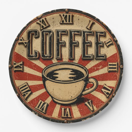 Vintage Coffee Retro Papieren Bordje (Voorkant)