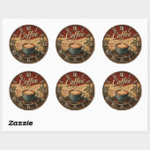 Vintage Coffee  Ronde Sticker (Vel)