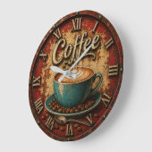 Vintage Coffee Rustic Latte Art Grote Klok (Hoek)