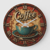 Vintage Coffee Rustic Latte Art Grote Klok (Voorkant)