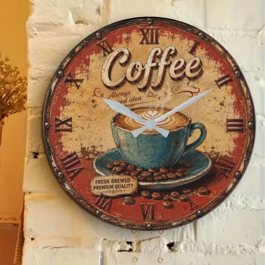 Vintage Coffee Rustic Latte Art Grote Klok