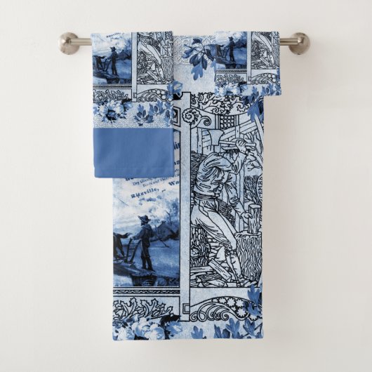 Vintage collage bad handdoek (Insitu)