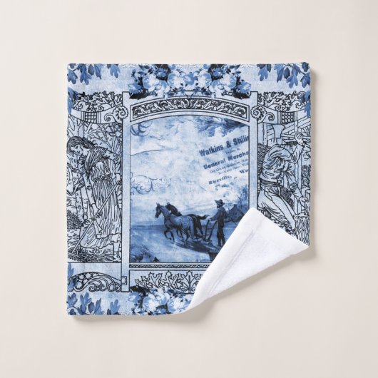 Vintage collage bad handdoek (Wasdoekje)