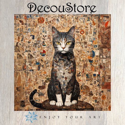 Vintage Collage Cat Decoupage Tissuepapier