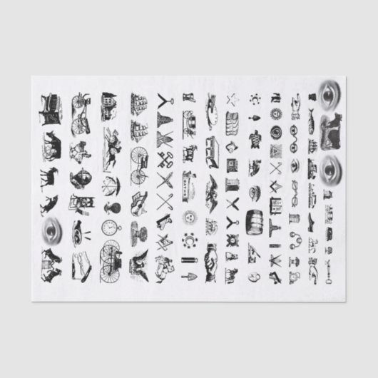 Vintage Collage Decoupage Etsingen Iconen Tissuepapier (Voorkant)