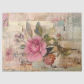Vintage Collage Roze Roos Ephemera Decoupage Tissuepapier (Voorkant)