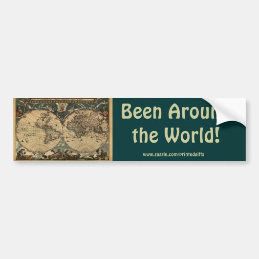 Vintage Collectie Oude Wereldkaart Bumpersticker (Voorkant)