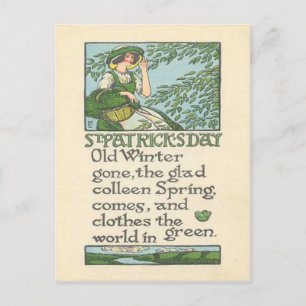 Vintage Colleen Lente Klaver St. Patrick's Dag Briefkaart