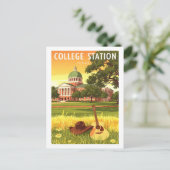 Vintage College Station Texas Briefkaart (Staand voorkant)