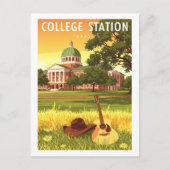 Vintage College Station Texas Briefkaart (Voorkant)
