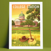 Vintage College Station Texas Briefkaart