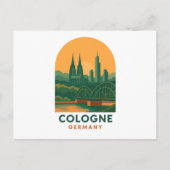 Vintage Cologne Germany Travel Art – Retro Europe Briefkaart (Voorkant)