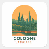 Vintage Cologne Germany Travel – Retro European  Vierkante Sticker (Voorkant)