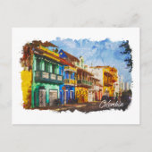 Vintage-Colombia Waterverf Briefkaart (Voorkant)