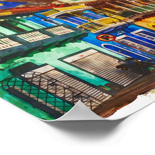 Vintage-Colombia Waterverf Poster (Hoek)