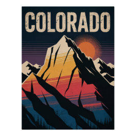 Vintage Colorado Mountain Sunset Retro Travel Perfect Poster