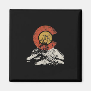 Vintage Colorado Vlag Berg Zonsondergang Buiten Hi Magneet