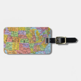 Vintage Colorful USA Map Puzzle Illustration Bagagelabel