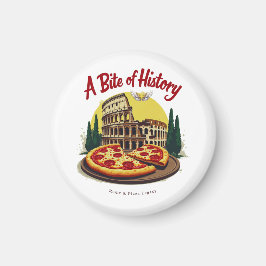 Vintage Colosseum Rome & Napolitaanse Pizza Kunst Magneet