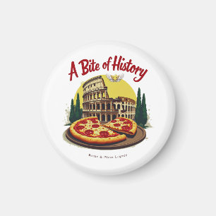 Vintage Colosseum Rome & Napolitaanse Pizza Kunst Magneet