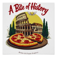 Vintage Colosseum Rome & Napolitaanse Pizza Kunst