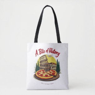 Vintage Colosseum Rome & Napolitaanse Pizza Kunst Tote Bag