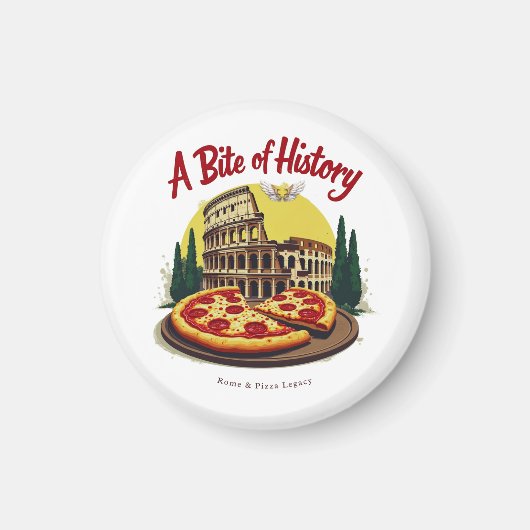 Vintage Colosseum Rome & Neapolitan Pizza Art Magneet (Voorkant)